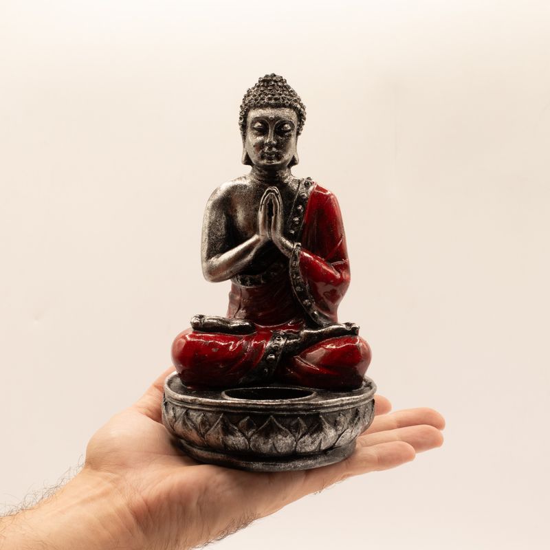 Boeddha-kaarsenhouder - Rood - Medium