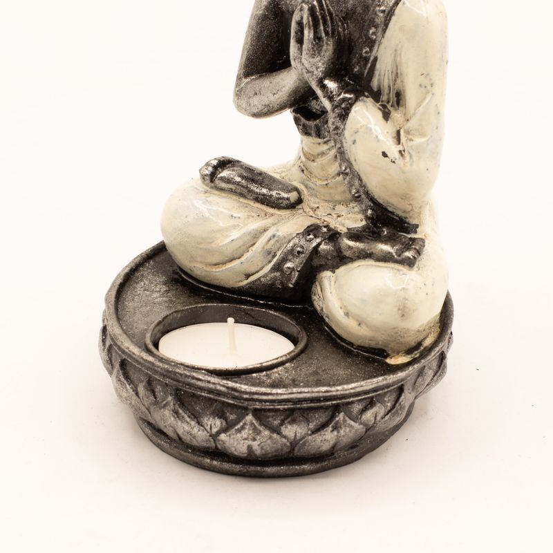 Boeddha kaarsenhouder - Wit - Medium