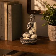 Boeddha kaarsenhouder - Wit - Medium