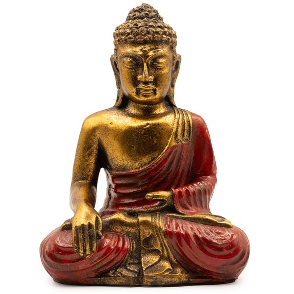 Boeddha Beeldje Kaarshouder - Large Rood & Goud