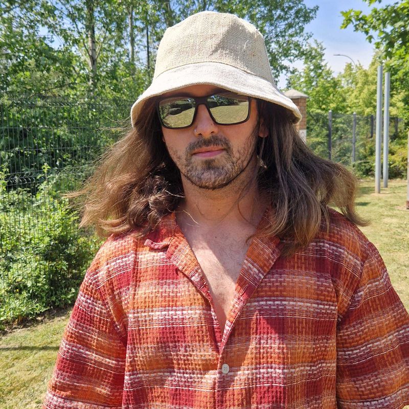 Gepatchte hennep- en katoenen Boho festivalhoed - natuurlijk