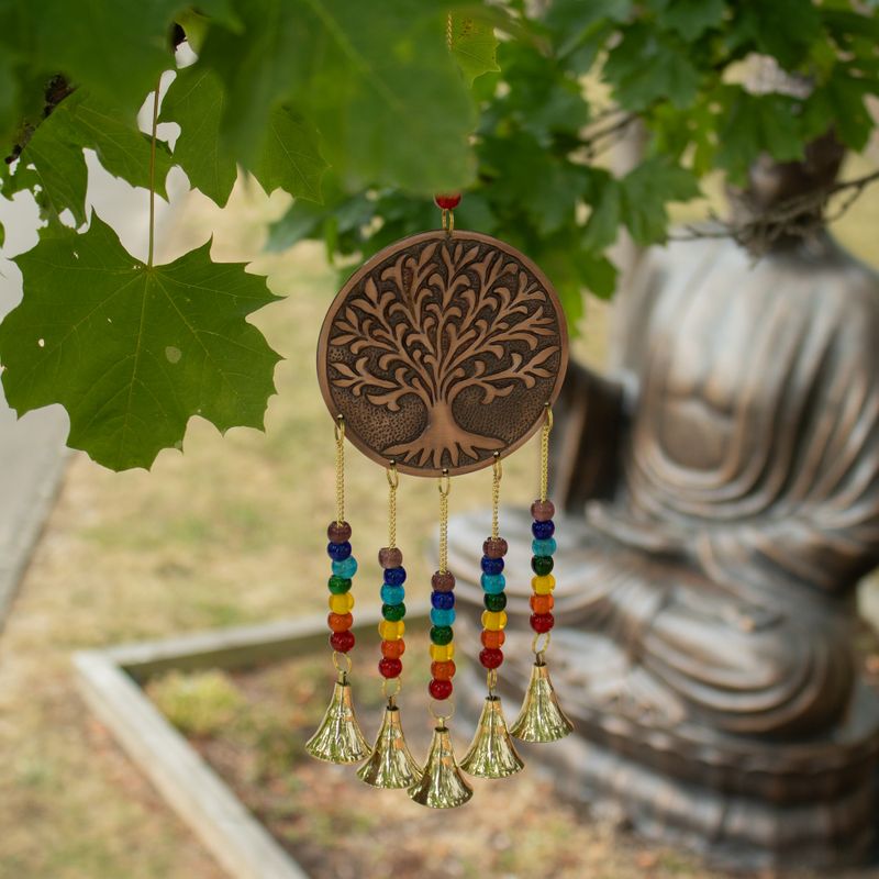 Indische windklokken - Medium Levensboom - Chakra kralen 5 belletjes - 10x36cm