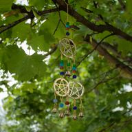 Indiase belletjes - messing drie-pentagram - 7 bellen - 9,5 x 32 cm