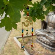 Indische belletjes - Messing Om met chakra-kralen - 7 belletjes - 9.5x32cm