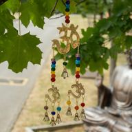 Indische belletjes - Messing Om met chakra-kralen - 7 belletjes - 9.5x32cm