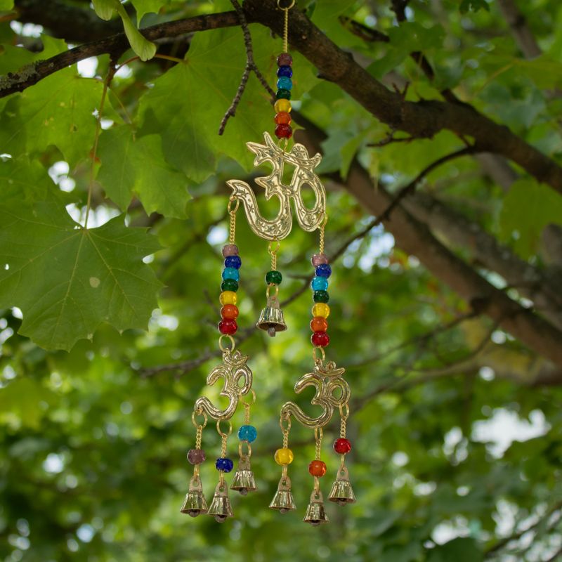 Indische belletjes - Messing Om met chakra-kralen - 7 belletjes - 9.5x32cm