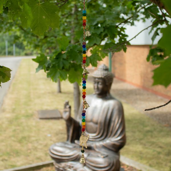 Indianen Windgong - Koperen Olifant met Chakra Kralen String Klokjes - 53cm