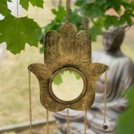 Indiase windklokken - Hamsa Grote Spiegel 5 bellen - 19x65 cm