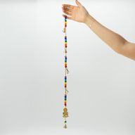 Indische bellen - messing Boeddha met chakra-kralen aan koord - 53 cm
