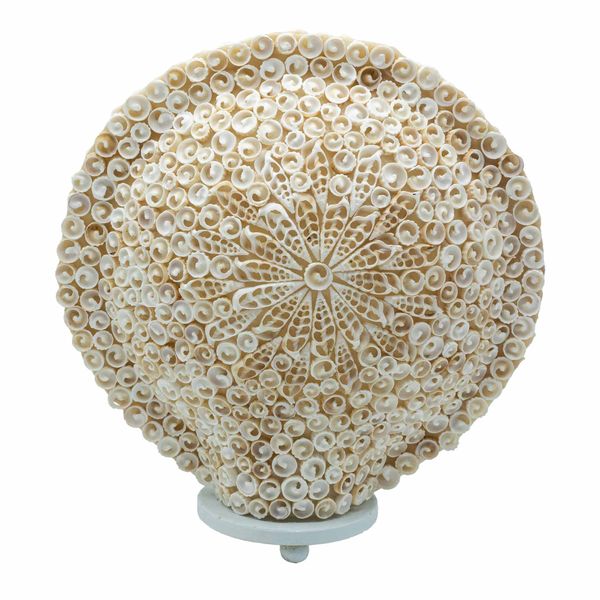Boho Zee Schelplamp – Gesneden Kunstschelp Groot Rond – 30cm