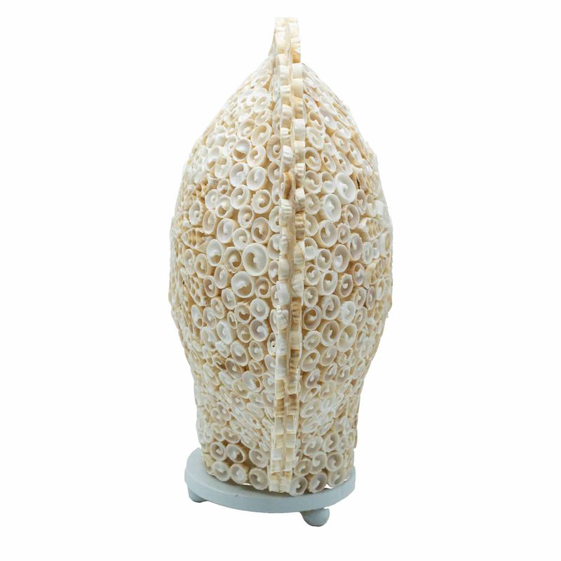 Boho Zeeschelp Lamp - Gesneden Kunstschelp - Groot Rond - 30 cm