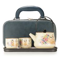 Reis-theepotset en twee kopjes - Kattenliefhebber