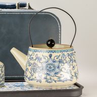 Reis theepotset en twee kopjes - China Ru Blauw