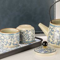 Reis theepotset en twee kopjes - China Ru Blauw