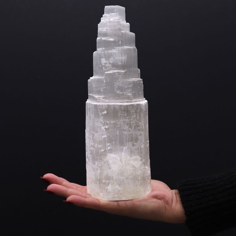 Natural Selenite Tower Lamp - 25 cm