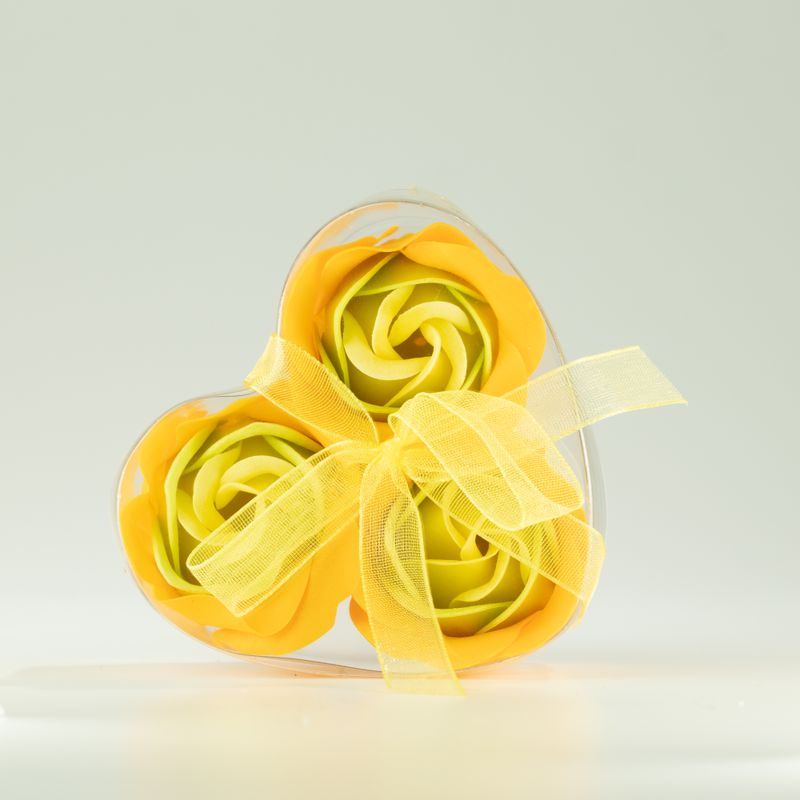 Doos met 3 zeepbloemen - Lenterozen