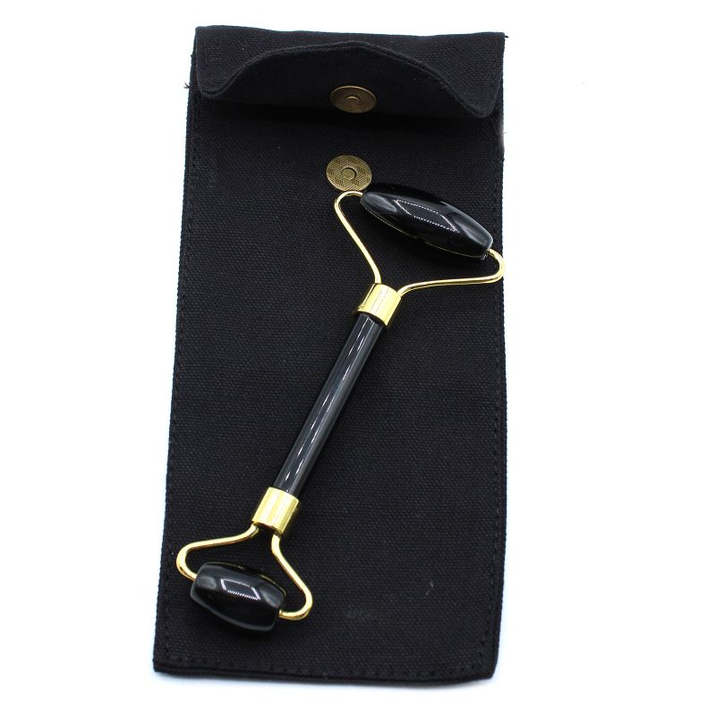 Edelsteen Gezichtsroller - Zwarte Obsidiaan met Etui