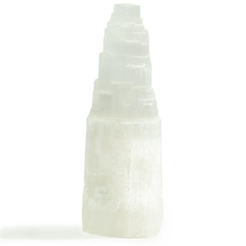 Natural Selenite Tower Lamp - 25 cm