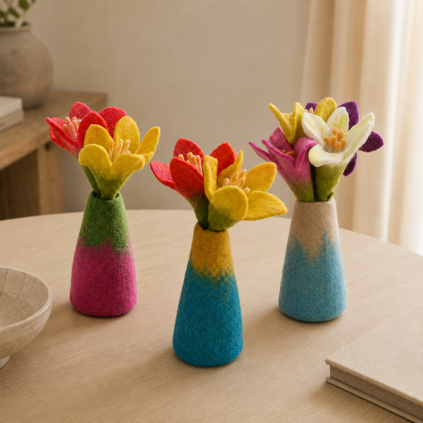 Viltbloemen vazen (3 assorti)