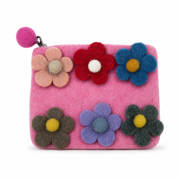 Vilten Etui Met Rits – Zes Bloemen (3 Kleuren)