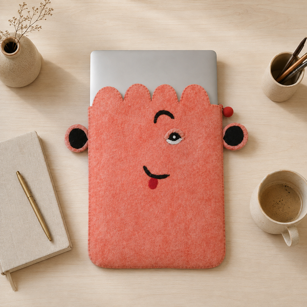Vilten Laptophoes – Roze Snoetje