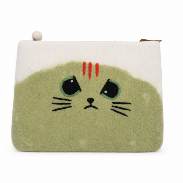 Vilten Laptophoes – Chagrijnige Kat
