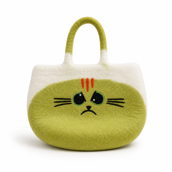 Grote Vilten Tas – Chagrijnige Kat
