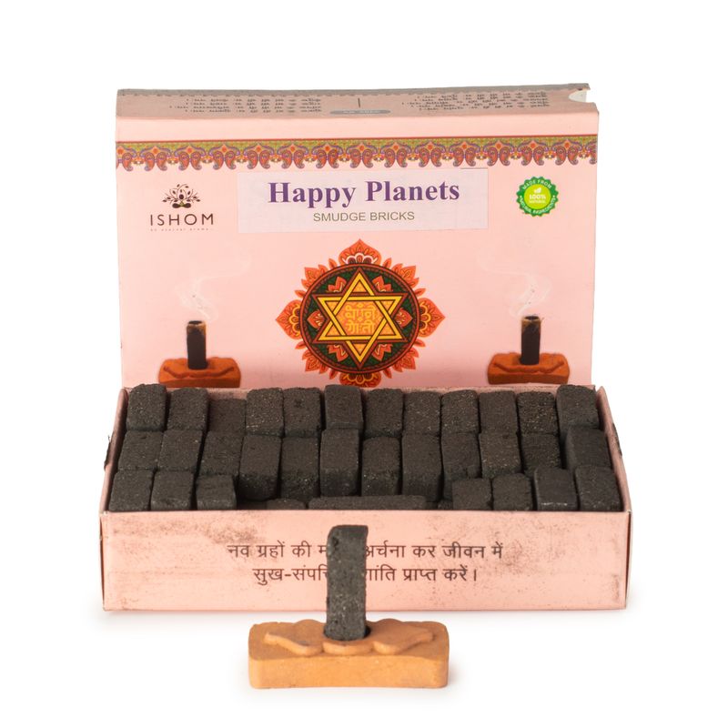 Verpakking van 104 Natuurlijke wierook-smudge stenen en brander - Happy Planets - Rituele blokjes