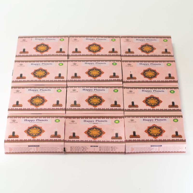 Verpakking van 104 Natuurlijke wierook-smudge stenen en brander - Happy Planets - Rituele blokjes