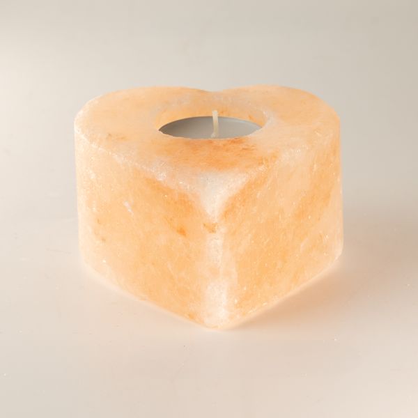 Himalaya Zout Kaars Houder - Medium Hartvormig