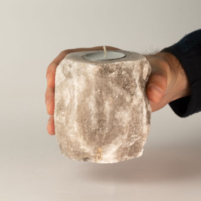 Grijze zoutkaarsenhouder 600-800 g