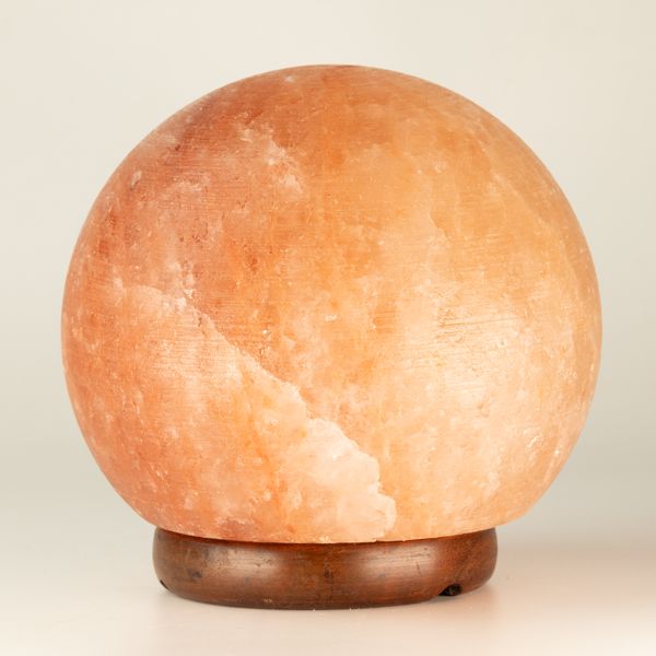 Himalaya Zout Lamp - Groot Houten Voetstuk - Bol