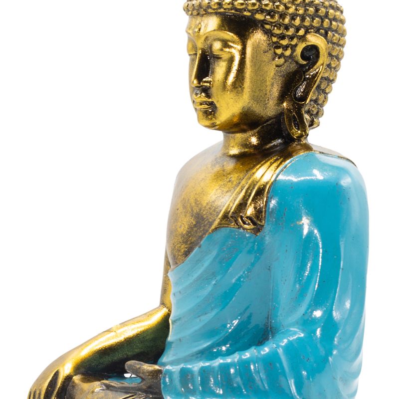 Teal en Goud Boeddha - Extra Groot 30 cm - Aarde Aanraken (Verlichting)