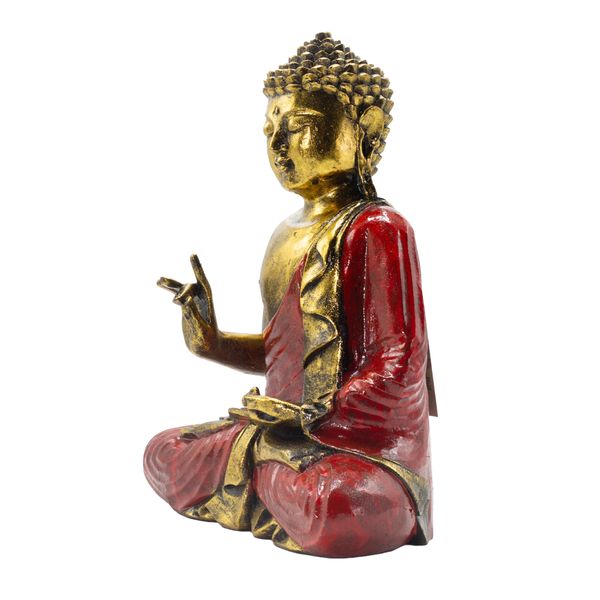Rood & Goud Boeddha – Extra Groot 30 cm – Abhaya Mudra (Zonder Angst)