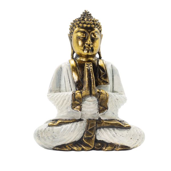 Wit & Goud Boeddha – Extra Groot 30 cm – Namaste (Welkom)