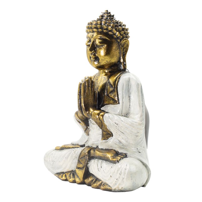 Witte en Gouden Boeddha - Extra Groot 30 cm - Namaste (Welkom)