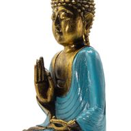Teal en goud Boeddha - Extra Groot 40 cm - Vitarka Mudra (Wijsheid)