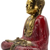 Rood & Goud Boeddha - Extra Groot 40cm -  Duyana Mudra (Meditatie)