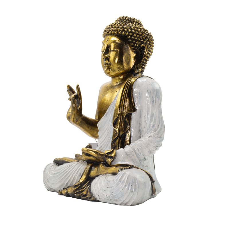 Witte en Gouden Boeddha - Extra Groot 40 cm - Abhaya Mudra (Geen Angst)