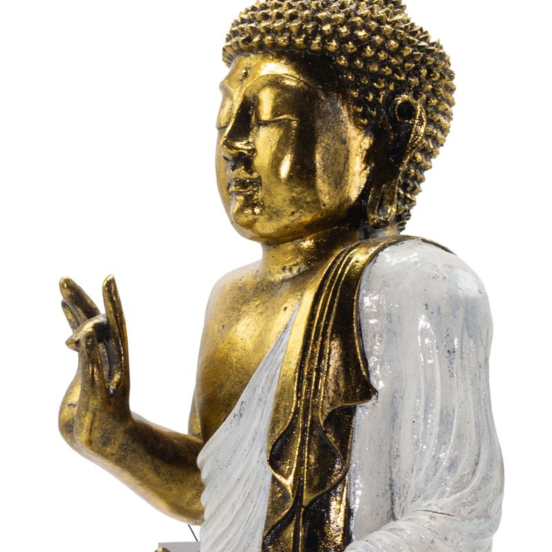 Witte en Gouden Boeddha - Extra Groot 40 cm - Abhaya Mudra (Geen Angst)