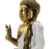 Witte en Gouden Boeddha - Extra Groot 40 cm - Abhaya Mudra (Geen Angst)