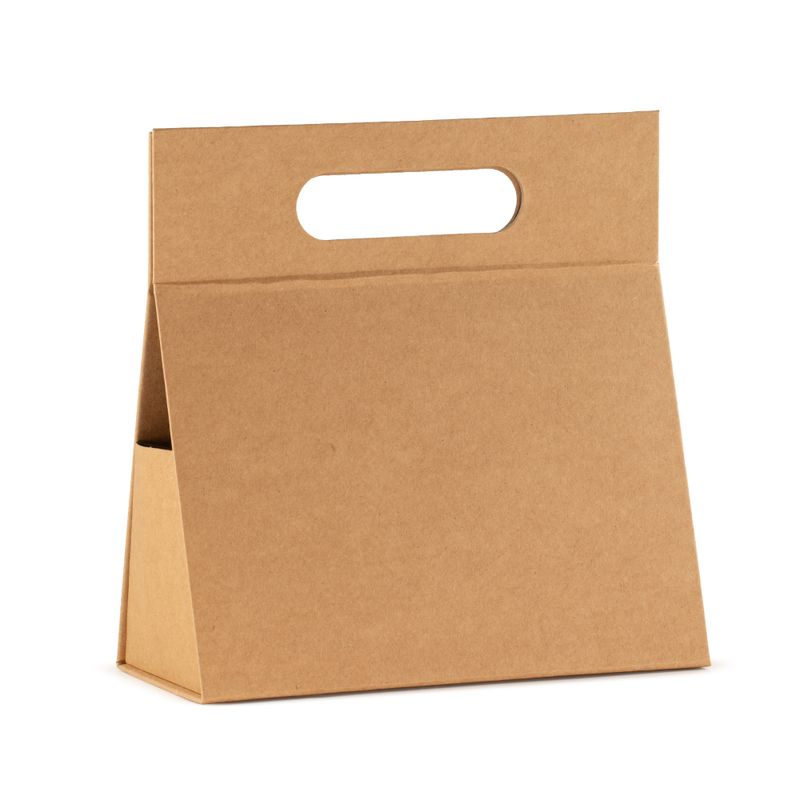Platpakket Geschenkdoos - Hand Box (20x10x20 cm) - Bruin Kraft