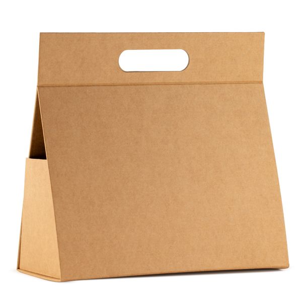 Grote Vouwbare Cadeaudoos met Handvat (28 × 12,5 × 26 cm) – Bruin Kraft