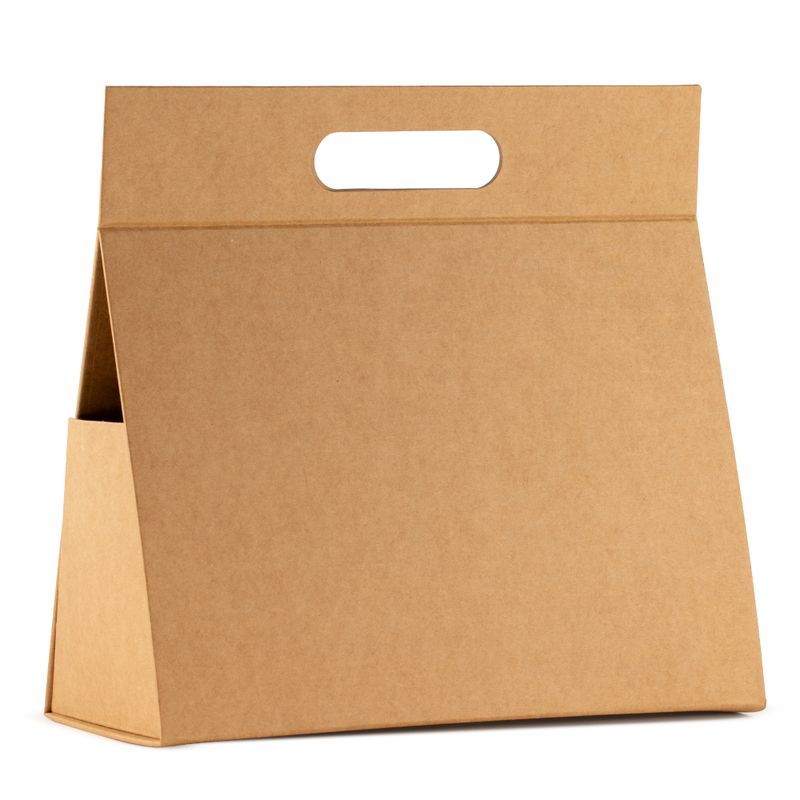 Platverpakte geschenkdoos - Grote hand doos  (28x12.5x26cm) - Bruin Craft