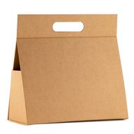 Platverpakte geschenkdoos - Grote hand doos  (28x12.5x26cm) - Bruin Craft