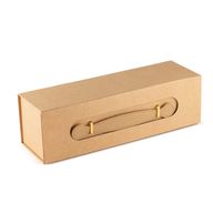 Platpakket cadeaudoos - Wijnflesvorm (33,5x10x10,5 cm) - Bruin kraftpapier