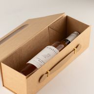 Platpakket cadeaudoos - Wijnflesvorm (33,5x10x10,5 cm) - Bruin kraftpapier