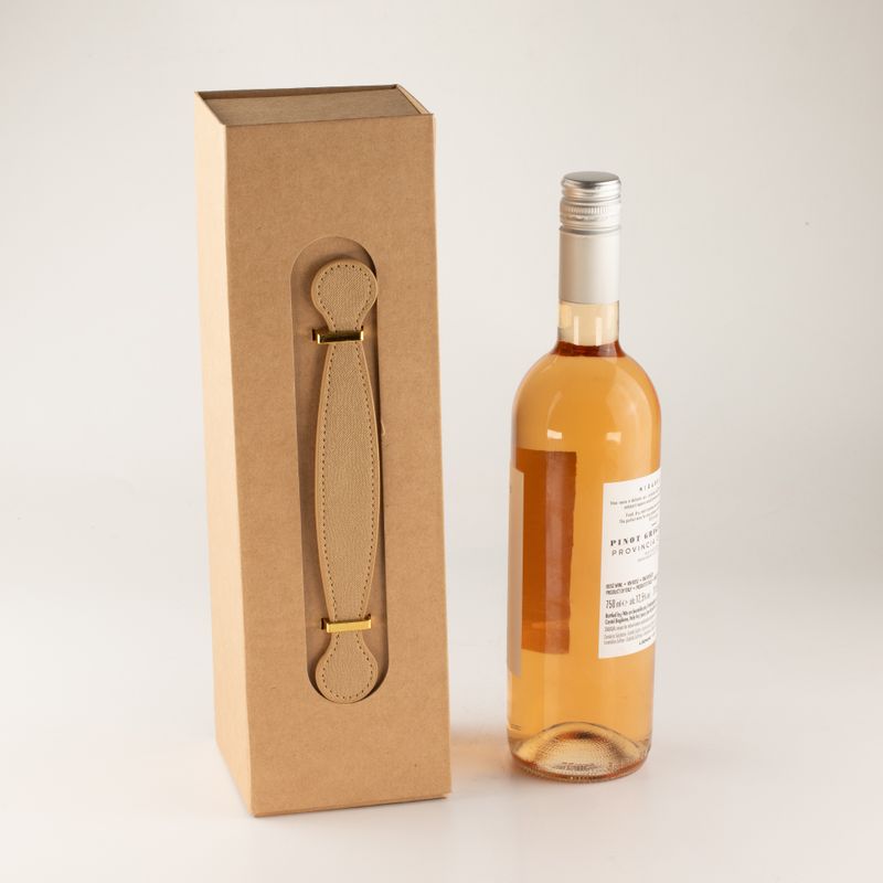 Platpakket cadeaudoos - Wijnflesvorm (33,5x10x10,5 cm) - Bruin kraftpapier