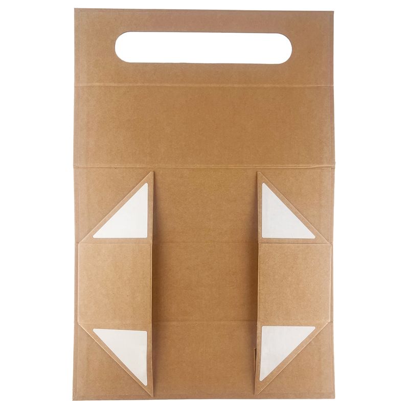 Platpakket cadeaudoos - Wijnflesvorm (33,5x10x10,5 cm) - Bruin kraftpapier