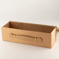 Platpakket cadeaudoos - Wijnflesvorm (33,5x10x10,5 cm) - Bruin kraftpapier